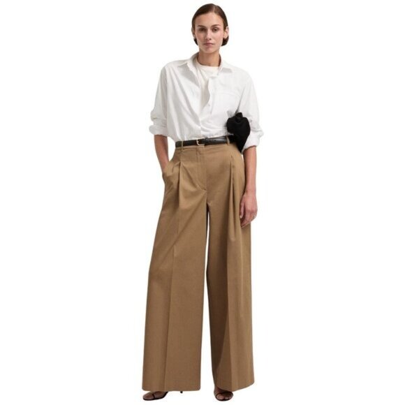 43. G. Gwyn by Goop Marlow Trouser Camel Tan Brown Wide Leg Pants $595 NWT Sz 6 - Picture 2 of 9